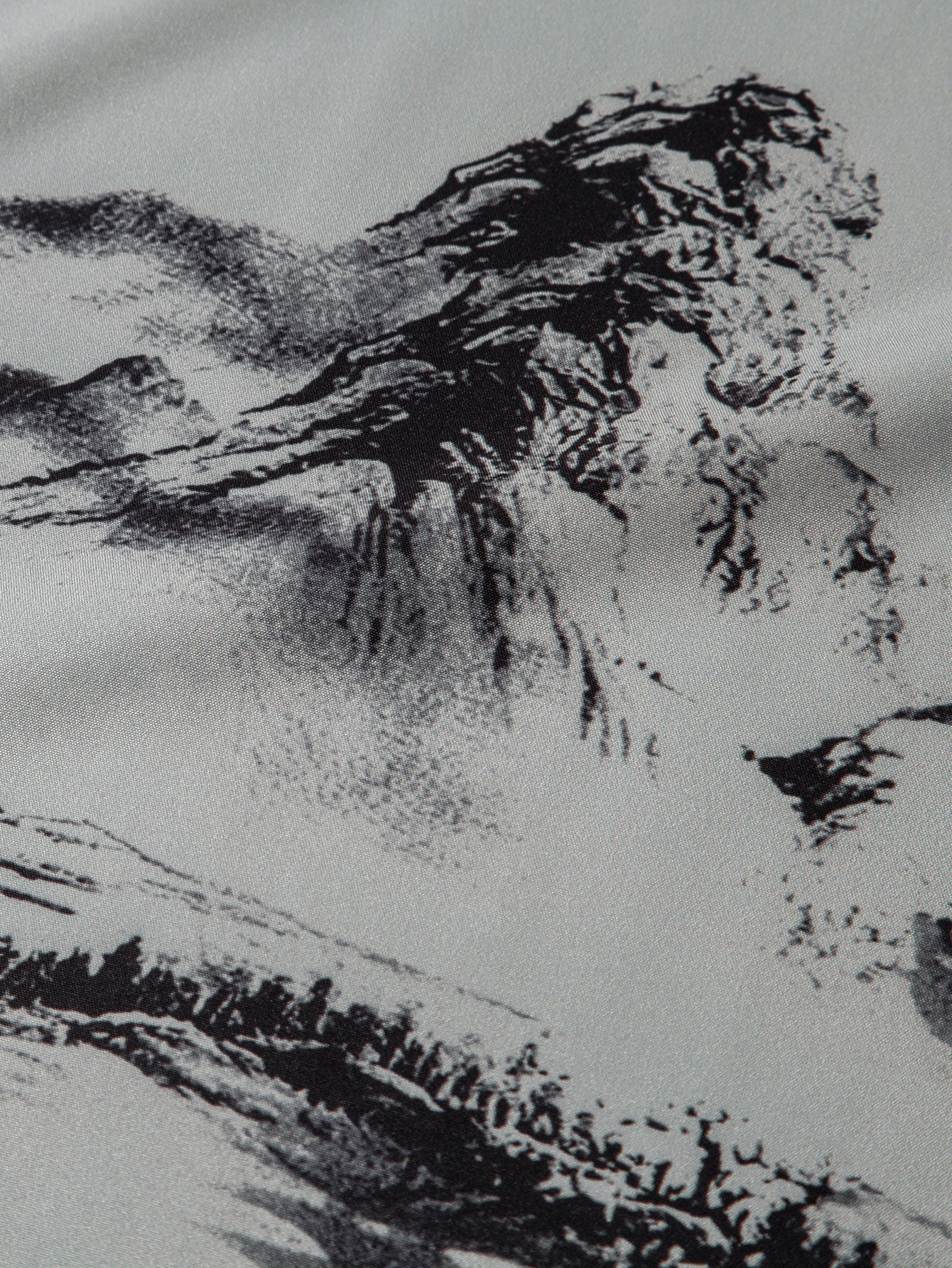 Ink Mountain And River Shirt & Herren Mid-Length Badeshorts mit Kordelzug - Image 8
