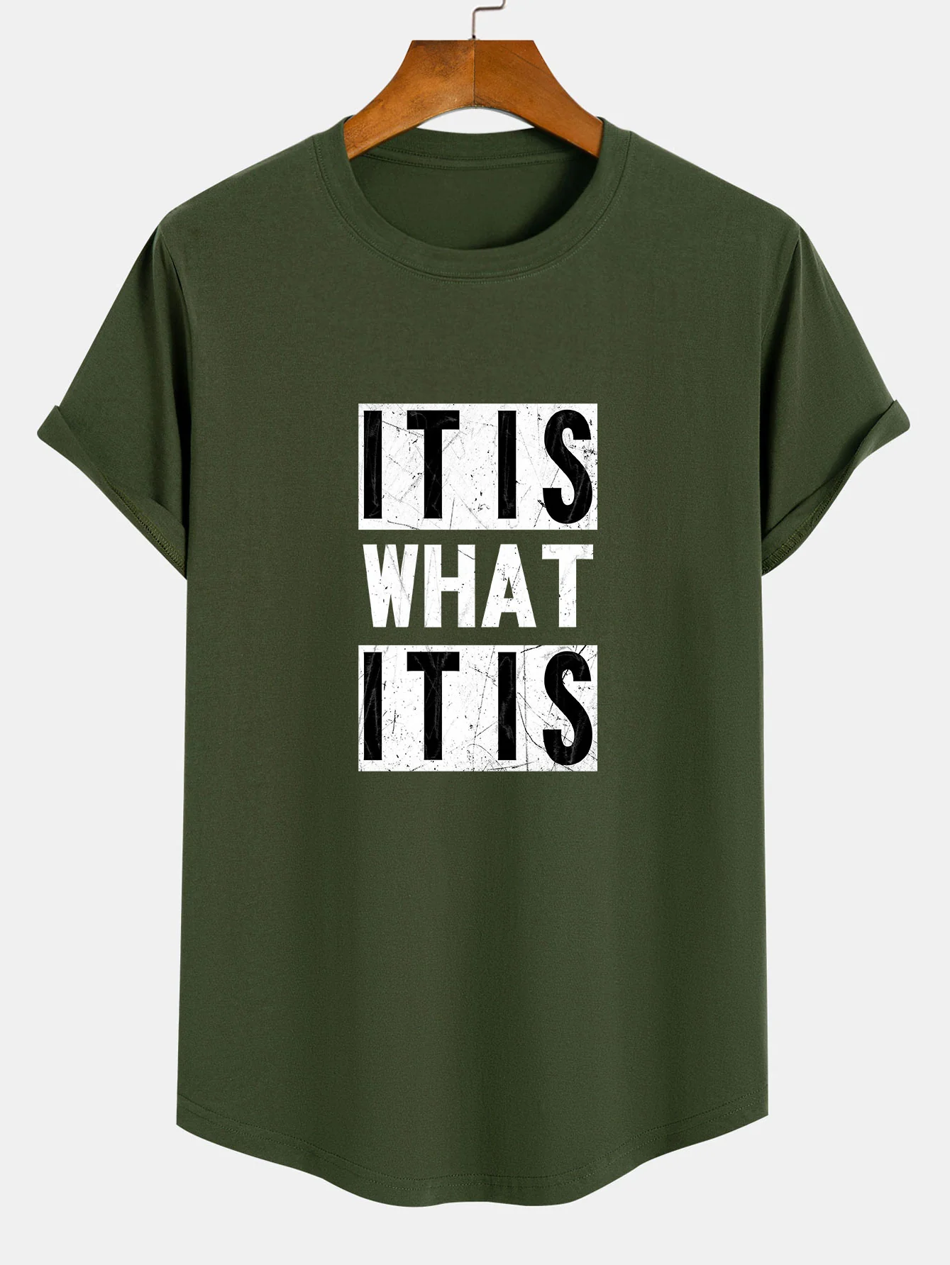 Es ist, was es ist Druck Baumwolle Bogen Saum T-Shirt - Image 3