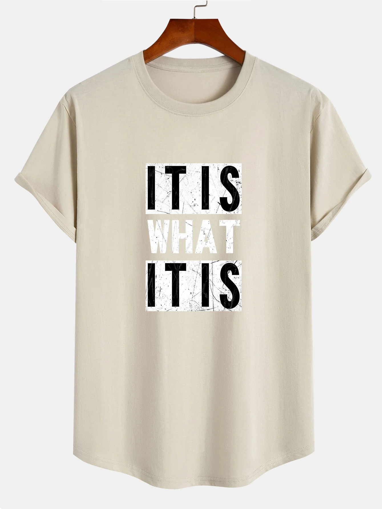 Es ist, was es ist Druck Baumwolle Bogen Saum T-Shirt - Image 4