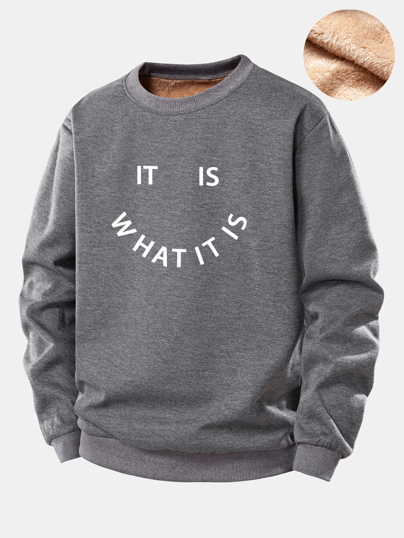 It Is What It Is Print Teddy Fleece Lined Sweatshirt - Image 2