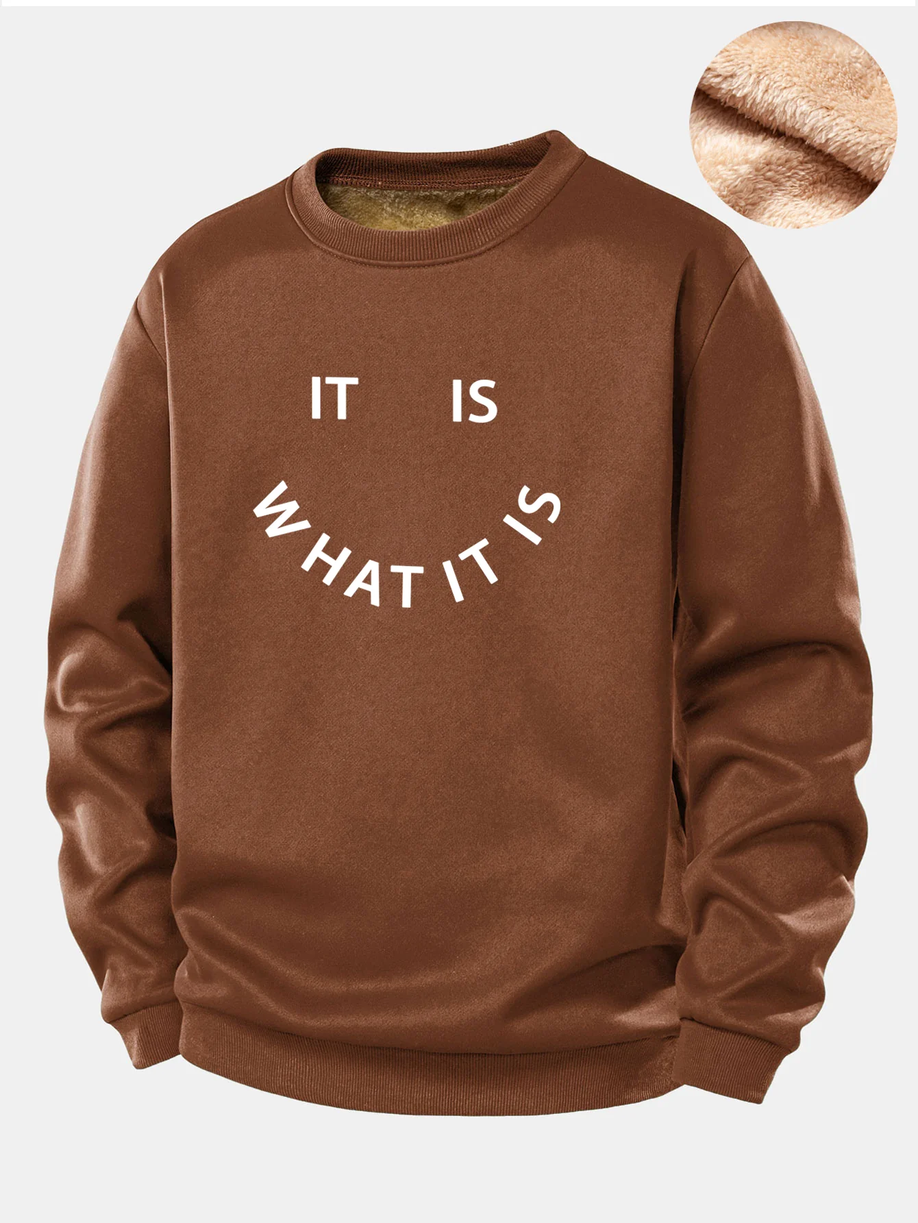 It Is What It Is Print Teddy Fleece Lined Sweatshirt - Image 5