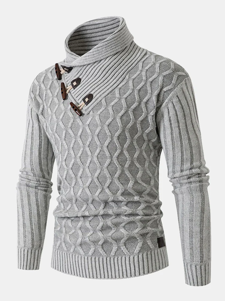 Jacquard Hornknopf Rollkragenpullover - Image 10