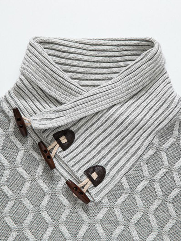 Jacquard Hornknopf Rollkragenpullover - Image 6
