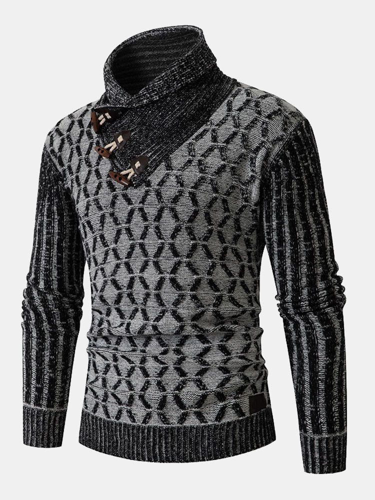 Jacquard Hornknopf Rollkragenpullover - Image 9