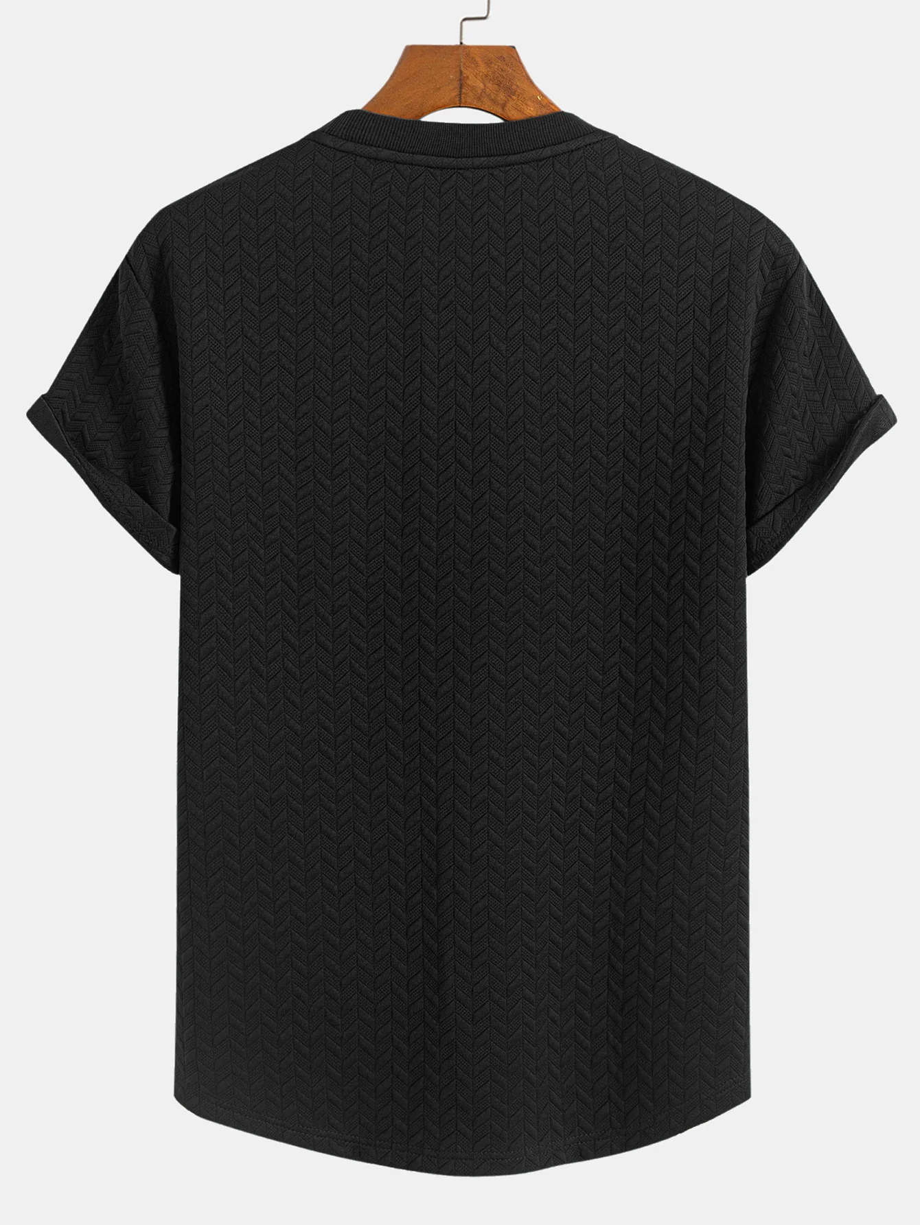 Jacquard-Strukturierter Bogen-Saum T-Shirt - Image 4