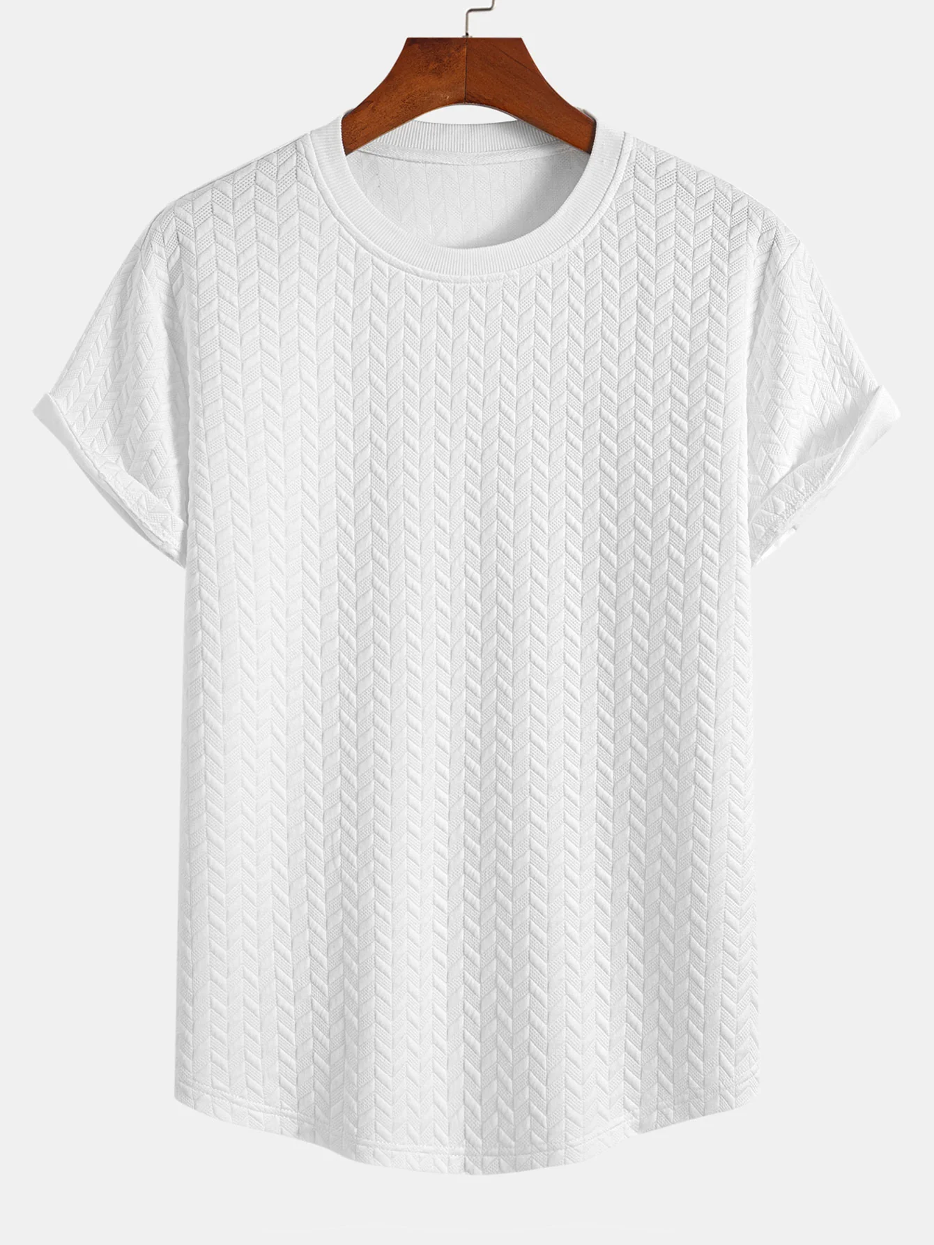 Jacquard-Strukturierter Bogen-Saum T-Shirt - Image 5