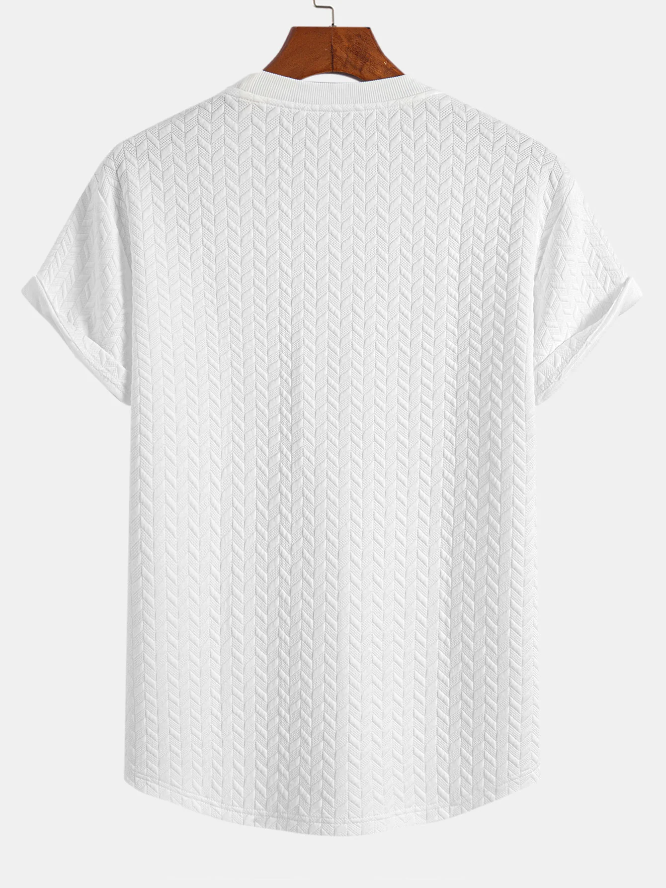 Jacquard-Strukturierter Bogen-Saum T-Shirt - Image 6