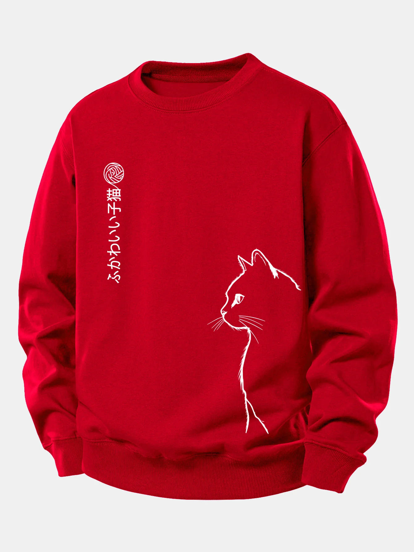 Japanese Cat Print Relax Fit Sweatshirt - Image 10