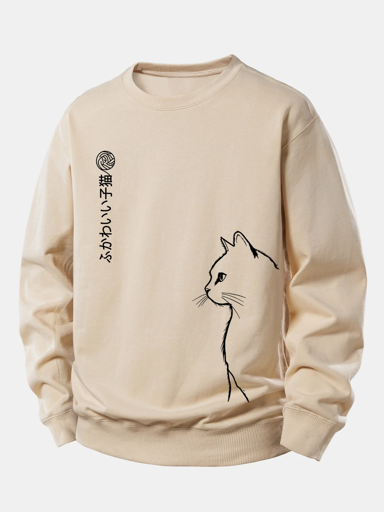 Japanese Cat Print Relax Fit Sweatshirt - Image 2