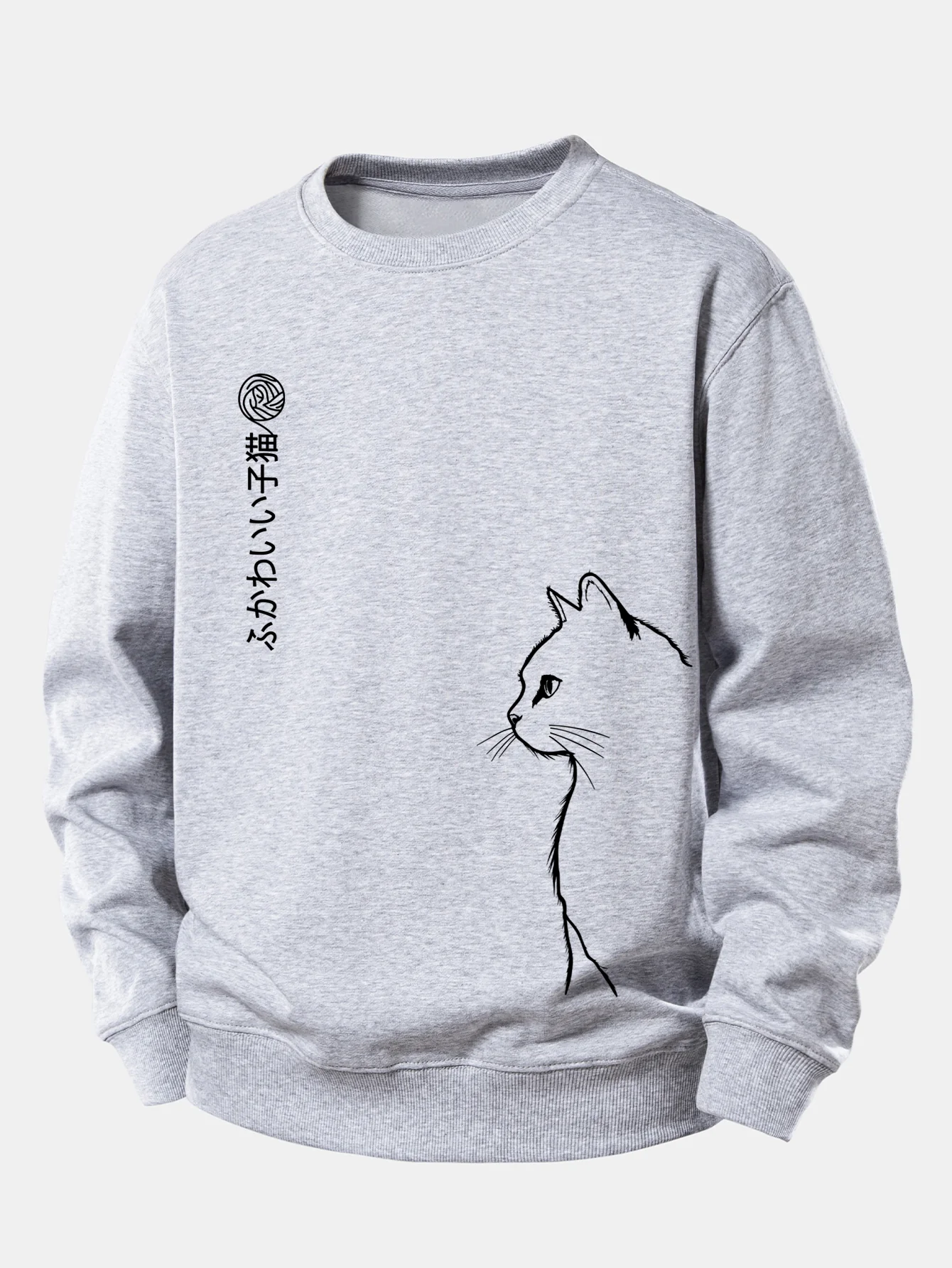 Japanese Cat Print Relax Fit Sweatshirt - Image 5