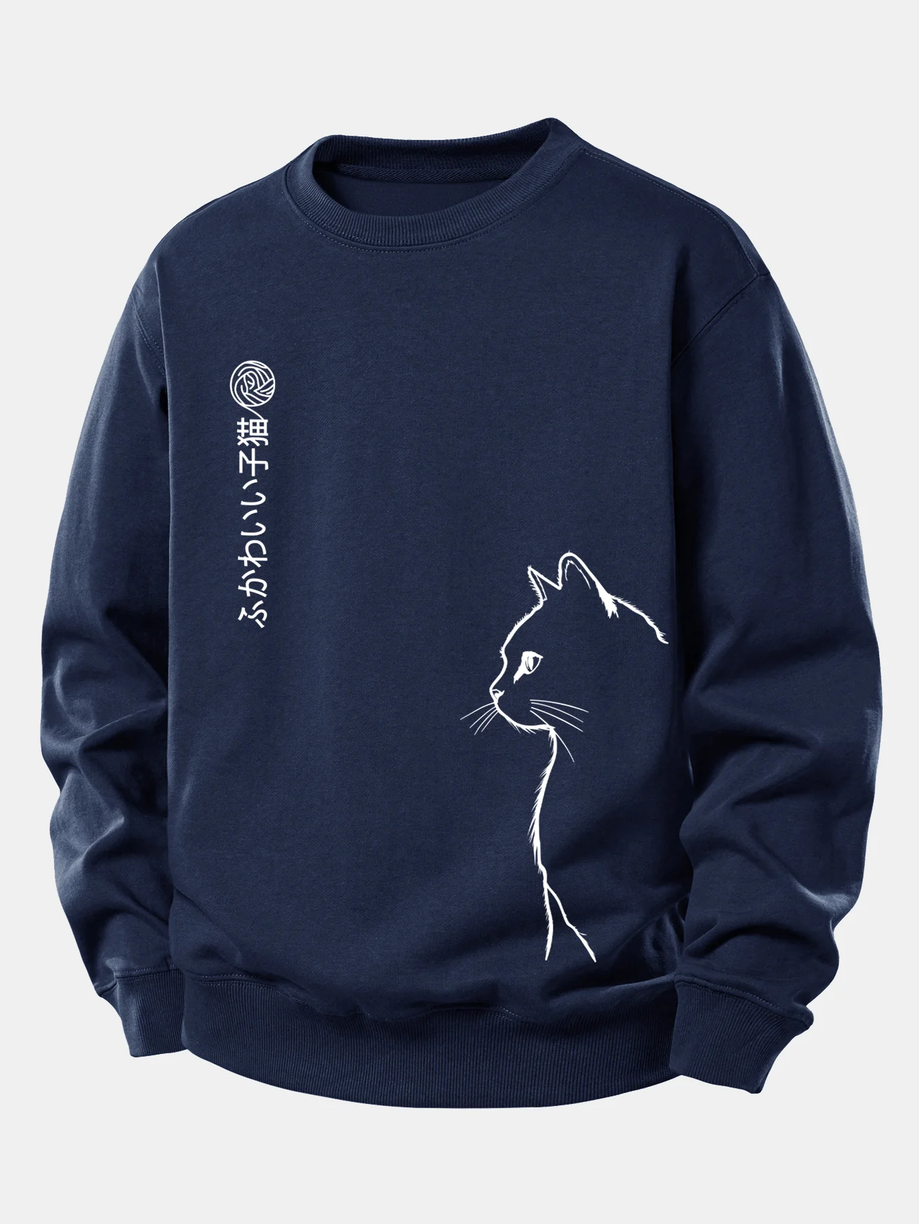 Japanese Cat Print Relax Fit Sweatshirt - Image 6