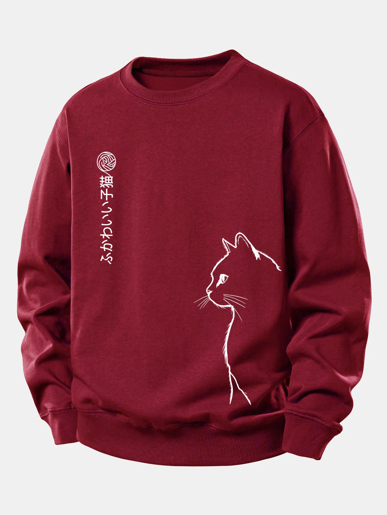 Japanese Cat Print Relax Fit Sweatshirt - Image 7