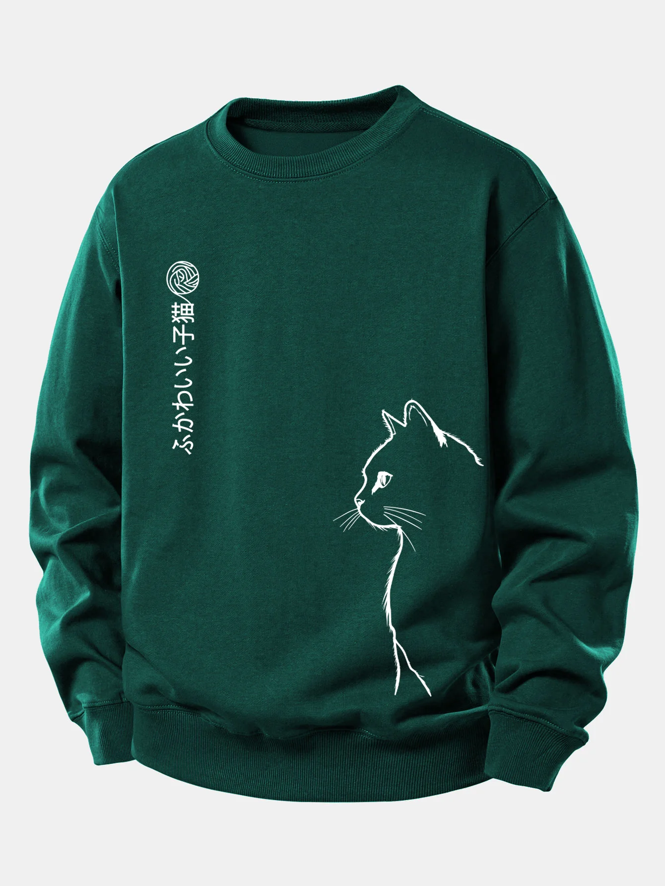 Japanese Cat Print Relax Fit Sweatshirt - Image 9