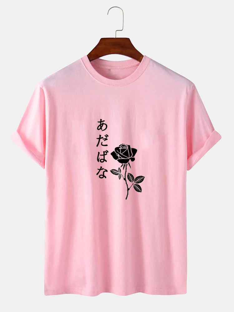 Japanische Rosenmuster T-Shirt