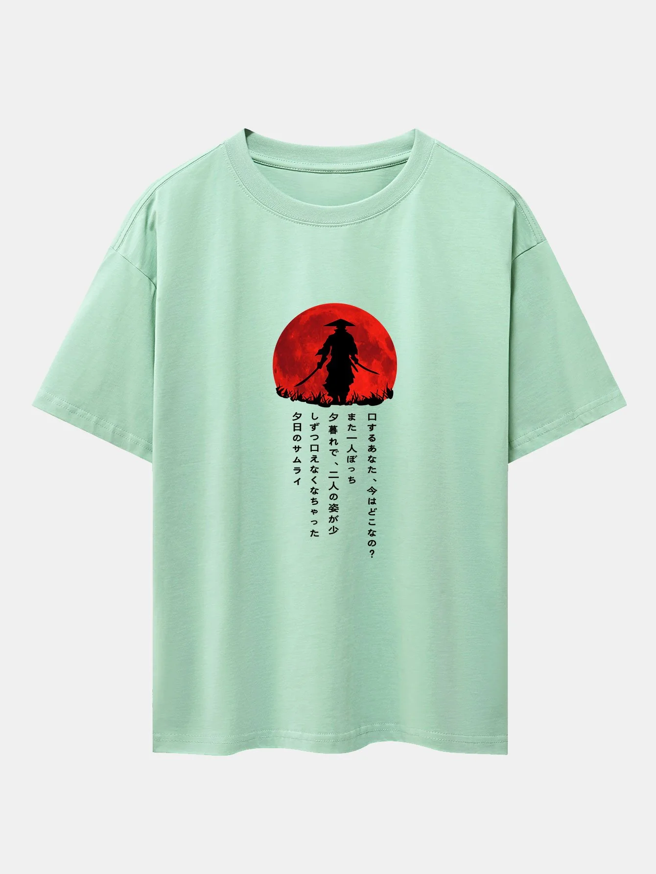 Japanischer Samurai Druck Drop Shoulder Oversize T-Shirt - Image 10