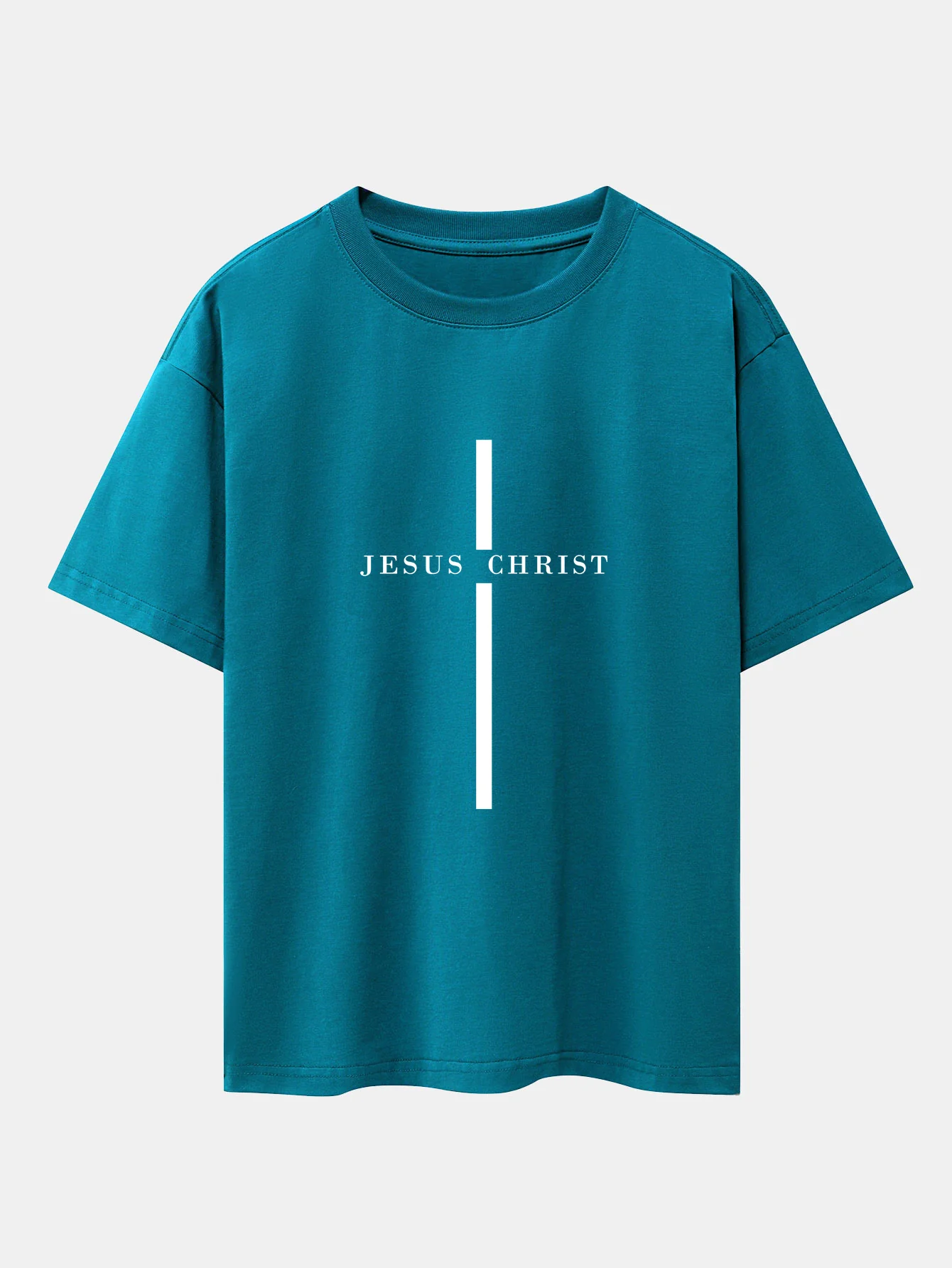 Jesus Christus Streifenmuster Drop Shoulder Oversize T-Shirt - Image 10