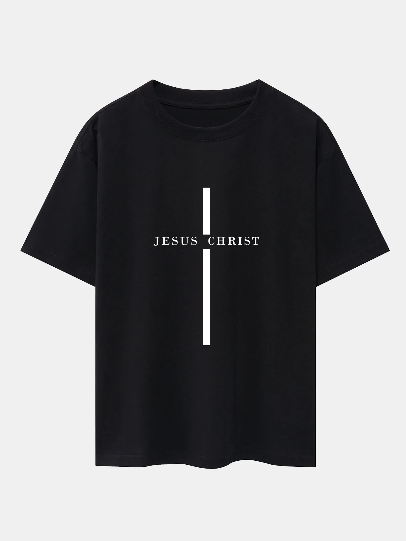 Jesus Christus Streifenmuster Drop Shoulder Oversize T-Shirt - Image 2