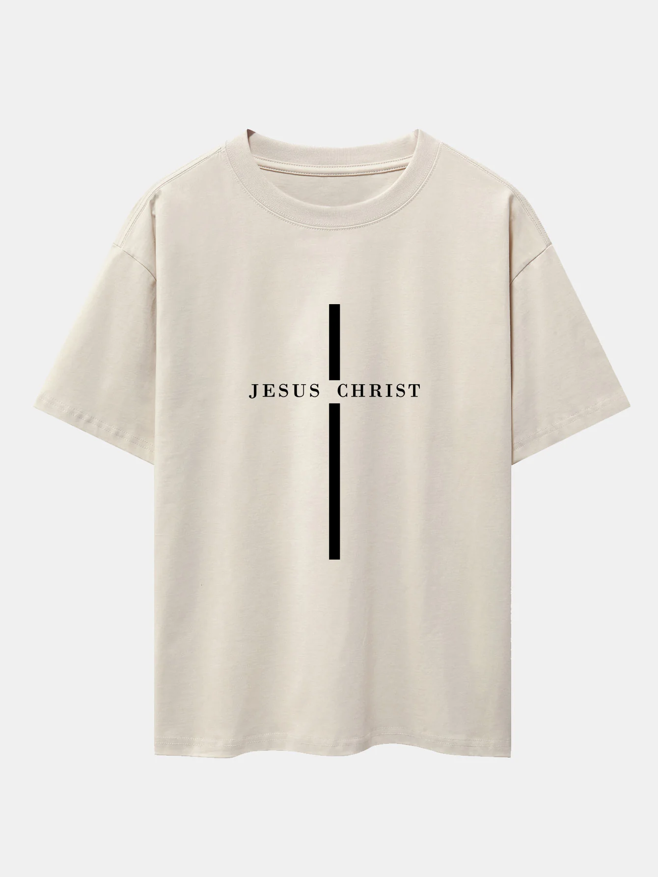 Jesus Christus Streifenmuster Drop Shoulder Oversize T-Shirt - Image 3