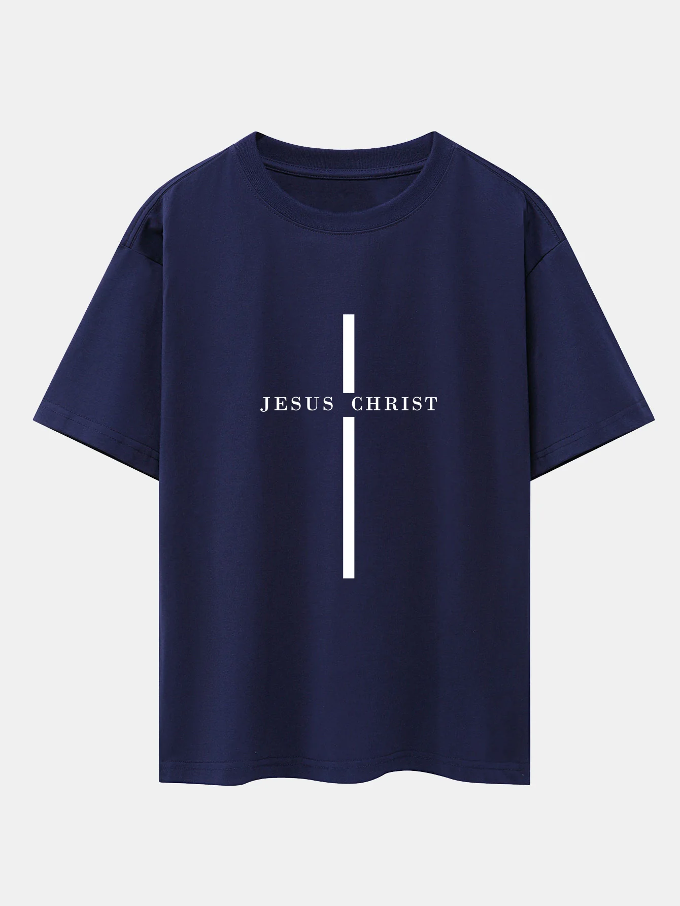 Jesus Christus Streifenmuster Drop Shoulder Oversize T-Shirt - Image 4
