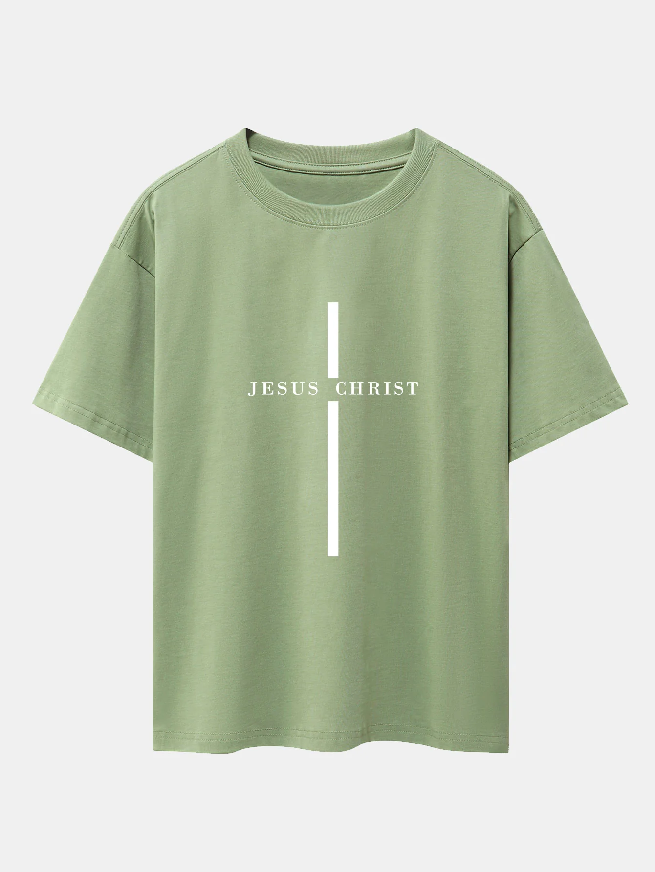 Jesus Christus Streifenmuster Drop Shoulder Oversize T-Shirt - Image 6