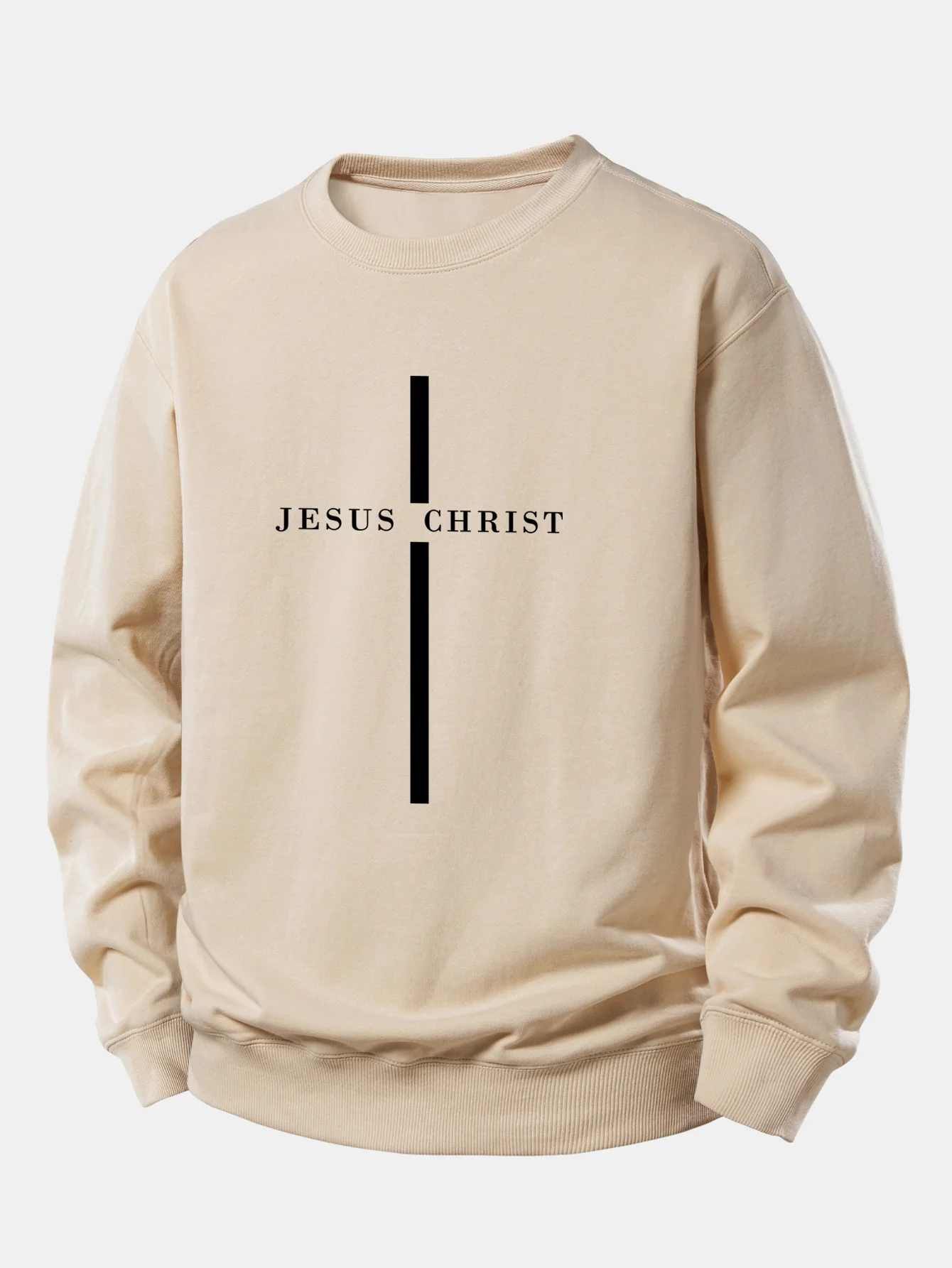 Jesus Christ Streifenmuster Locker sitzendes Sweatshirt - Image 3