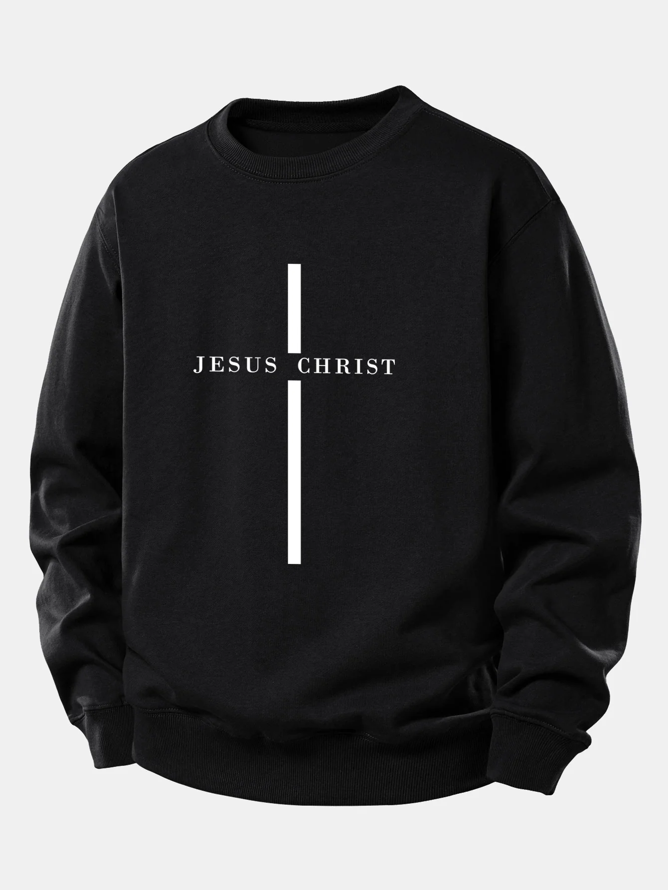 Jesus Christ Streifenmuster Locker sitzendes Sweatshirt - Image 5