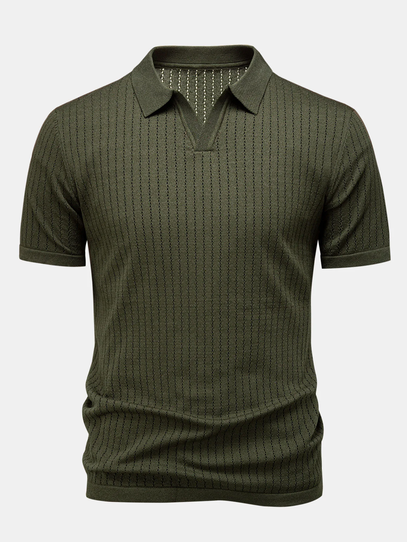 Johnny Collar Open Knit Polo