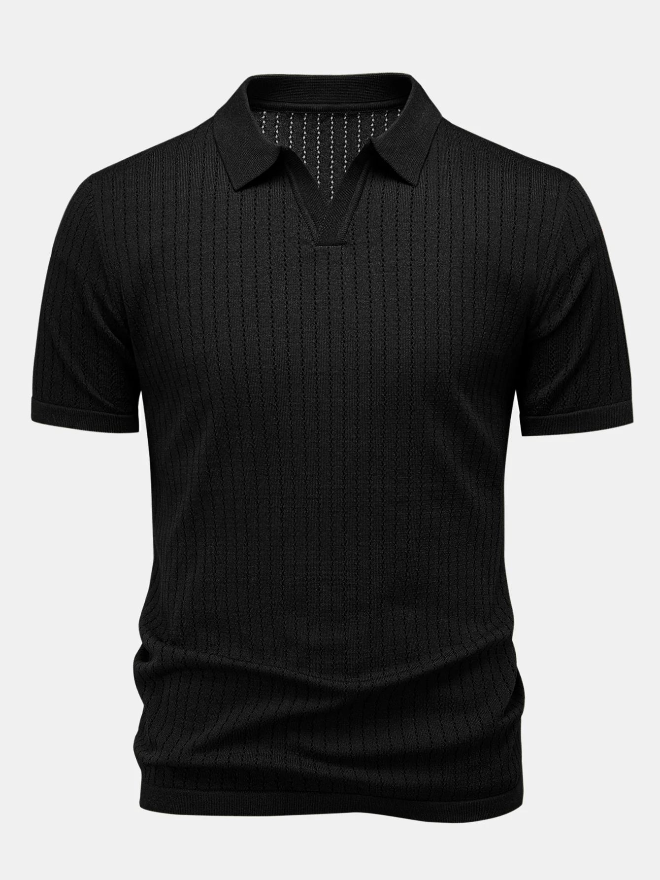 Johnny Collar Open Knit Polo - Image 3