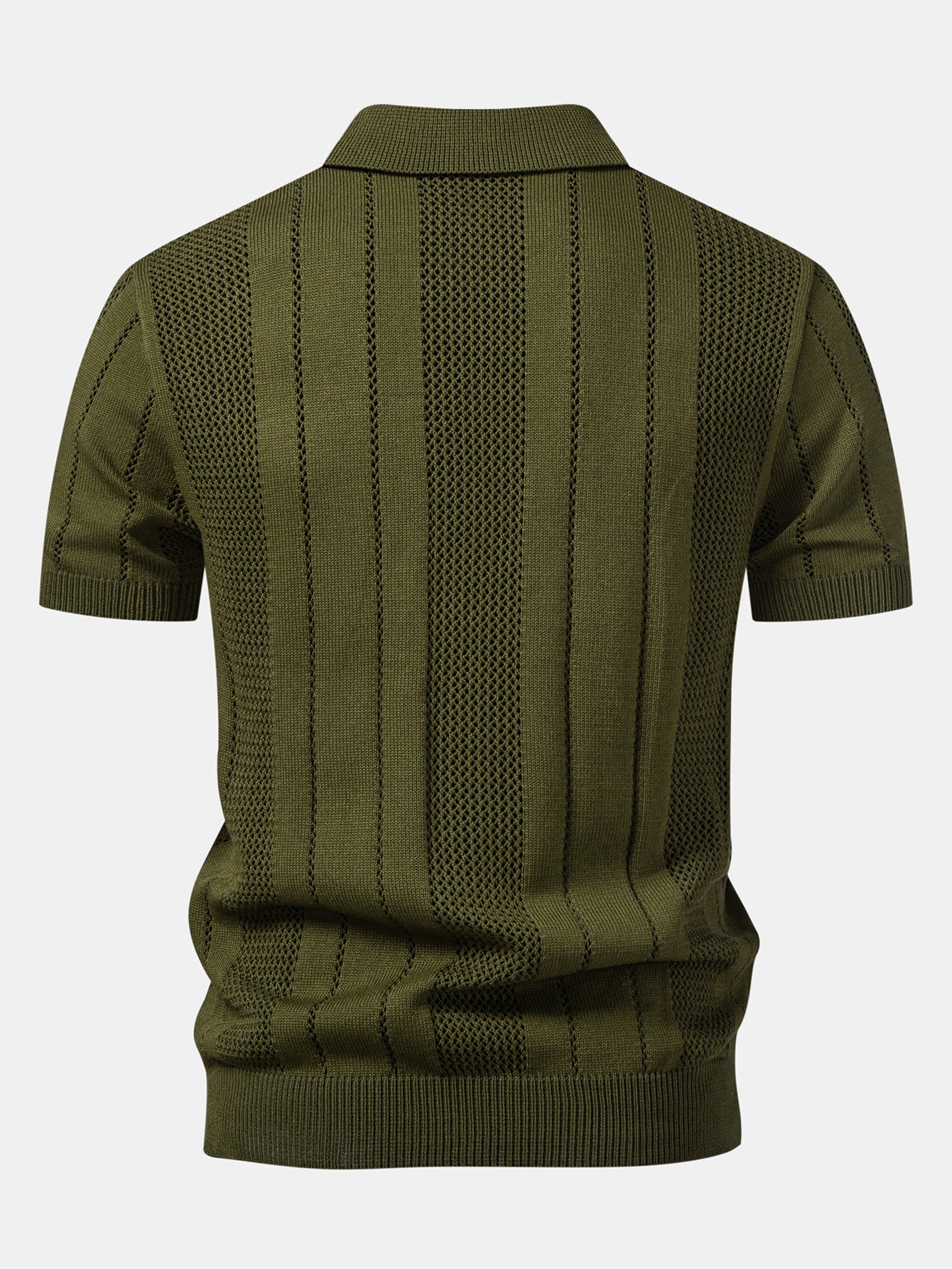 Johnny Collar Striped Open Knit Polo - Image 6