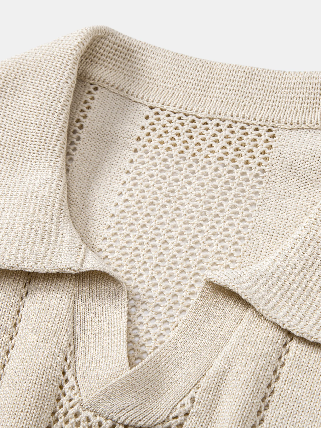 Johnny Collar Striped Open Knit Polo - Image 7