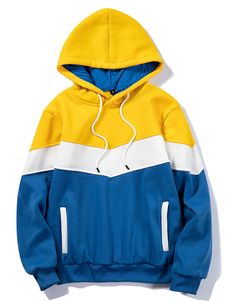 Känguru Farbblock Kapuzenpullover mit Kordelzug - Image 3