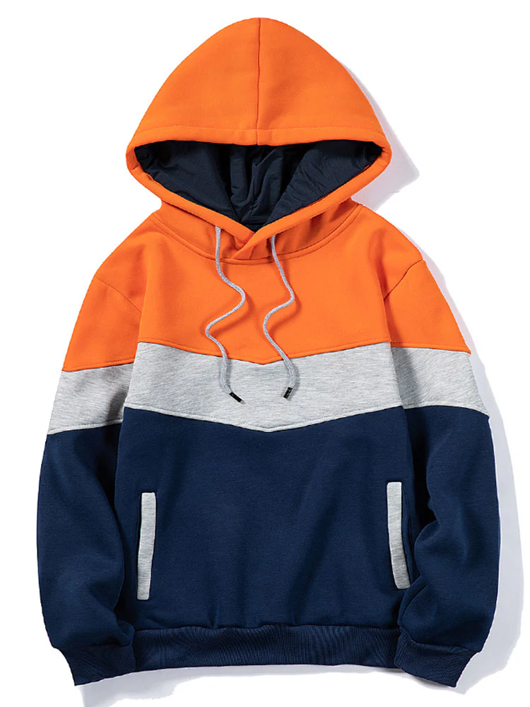 Känguru Farbblock Kapuzenpullover mit Kordelzug - Image 4