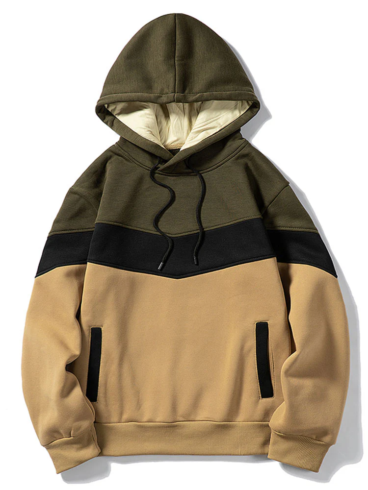 Känguru Farbblock Kapuzenpullover mit Kordelzug - Image 5