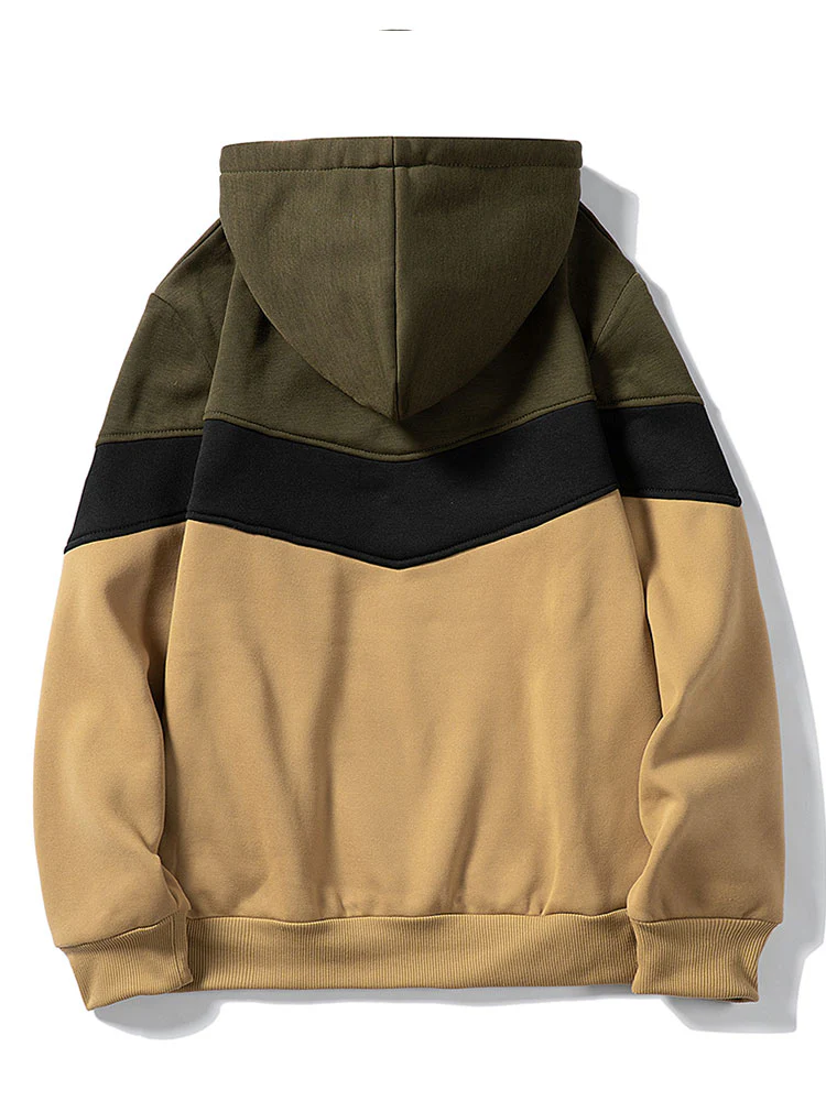 Känguru Farbblock Kapuzenpullover mit Kordelzug - Image 6