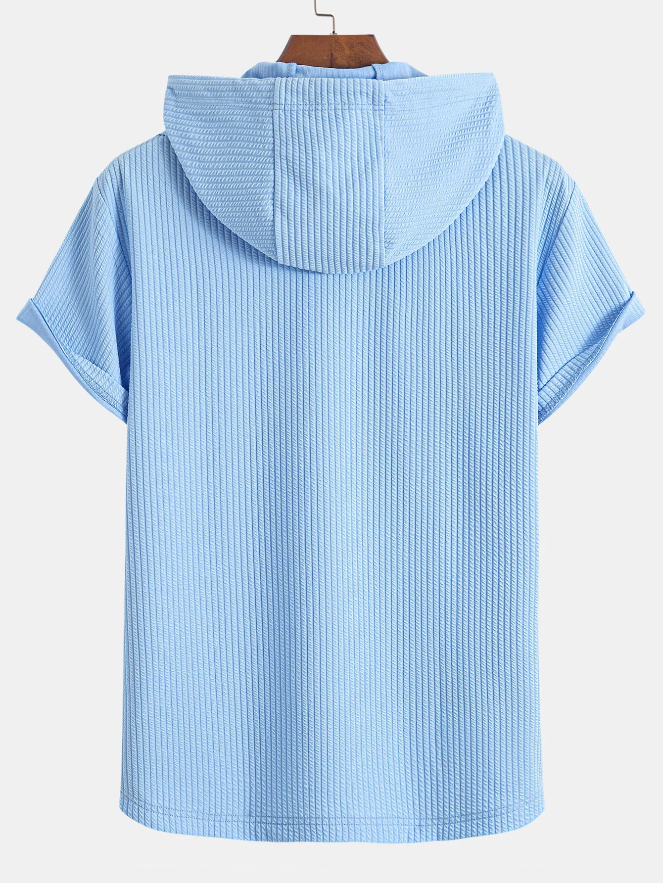 Kängurutasche Geripptes Kapuzen-T-Shirt - Image 8
