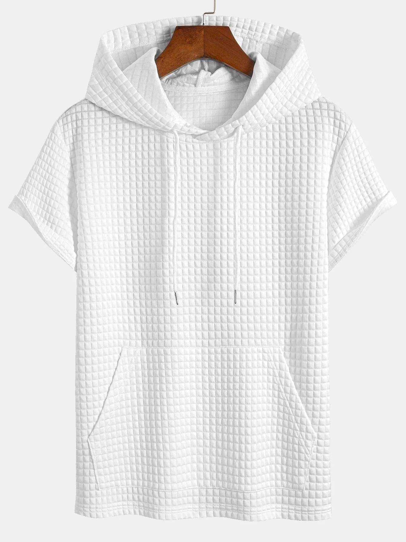 Känguru-Tasche Waffel Kapuzen-T-Shirt - Image 3