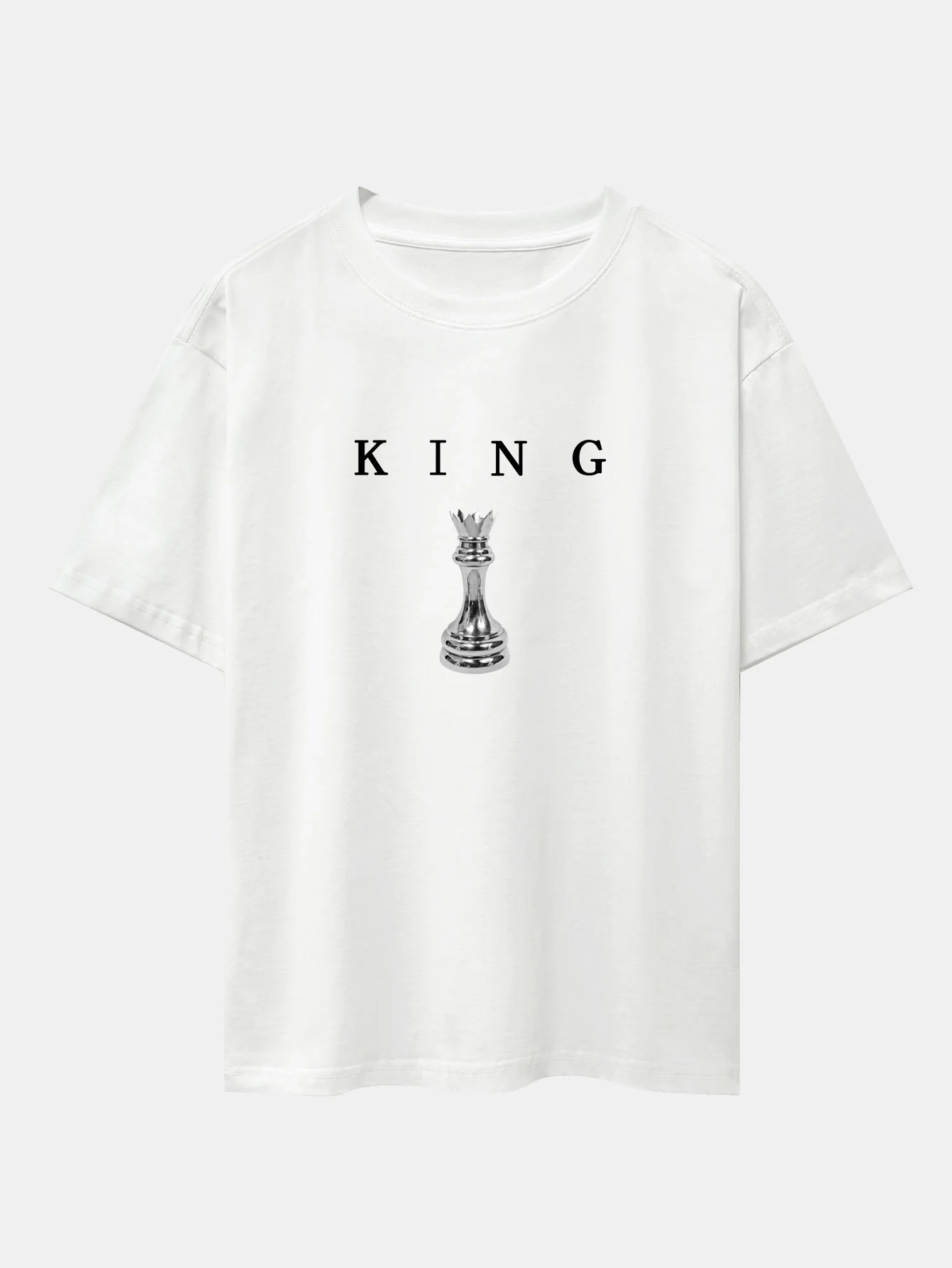 King Chess Print Oversize T-Shirt mit überschnittenen Schultern