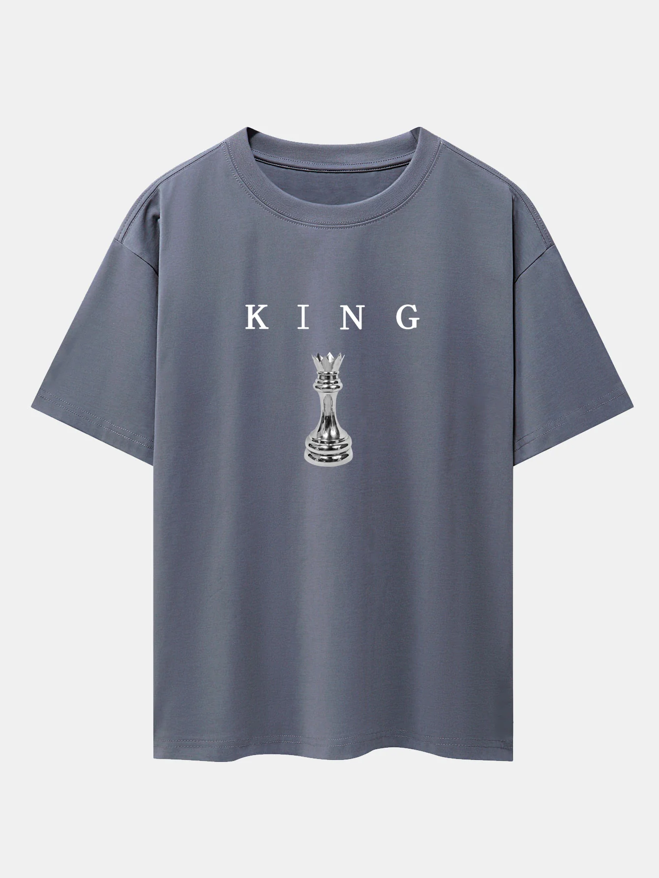 King Chess Print Oversize T-Shirt mit überschnittenen Schultern - Image 12