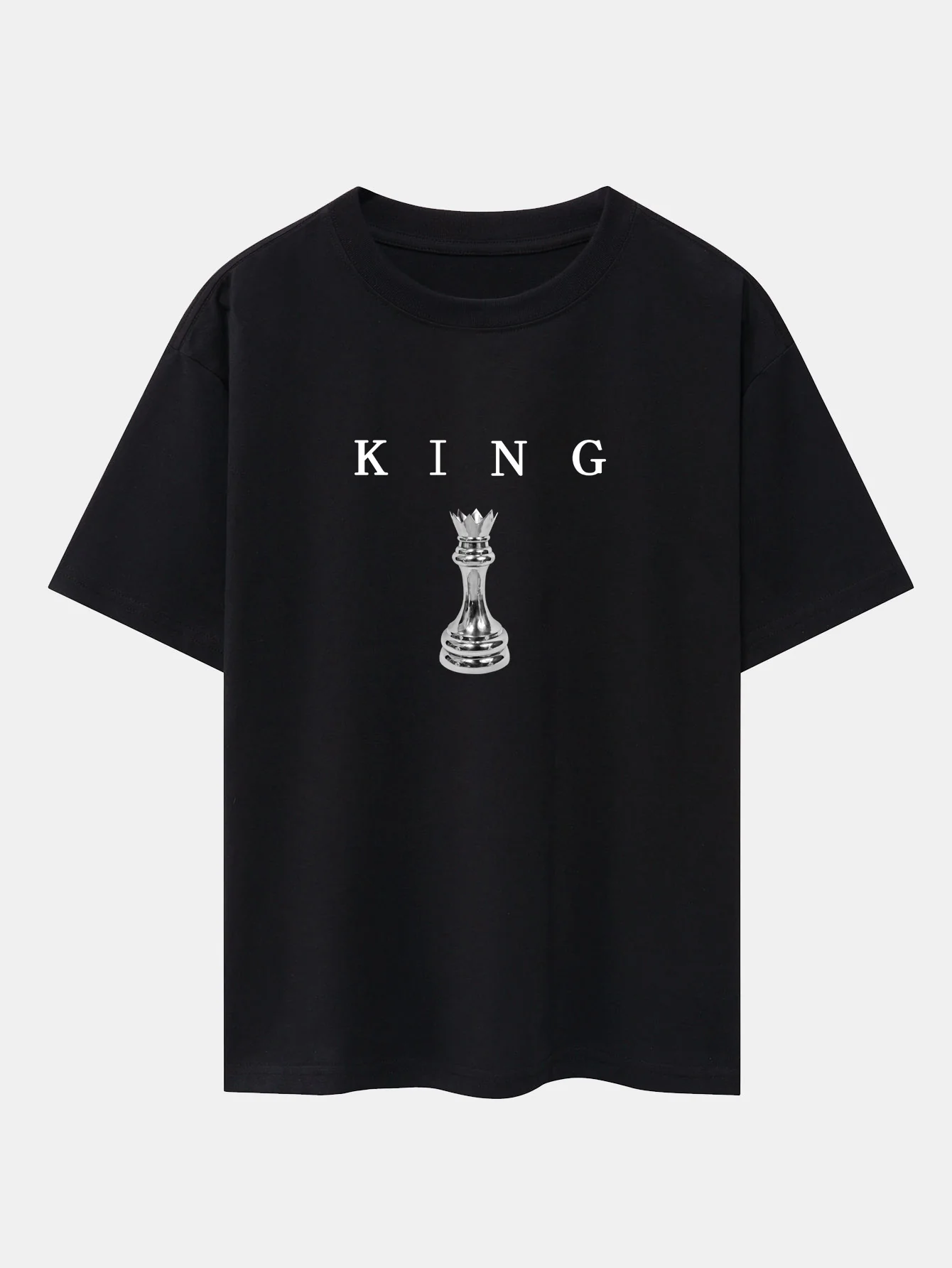 King Chess Print Oversize T-Shirt mit überschnittenen Schultern - Image 2
