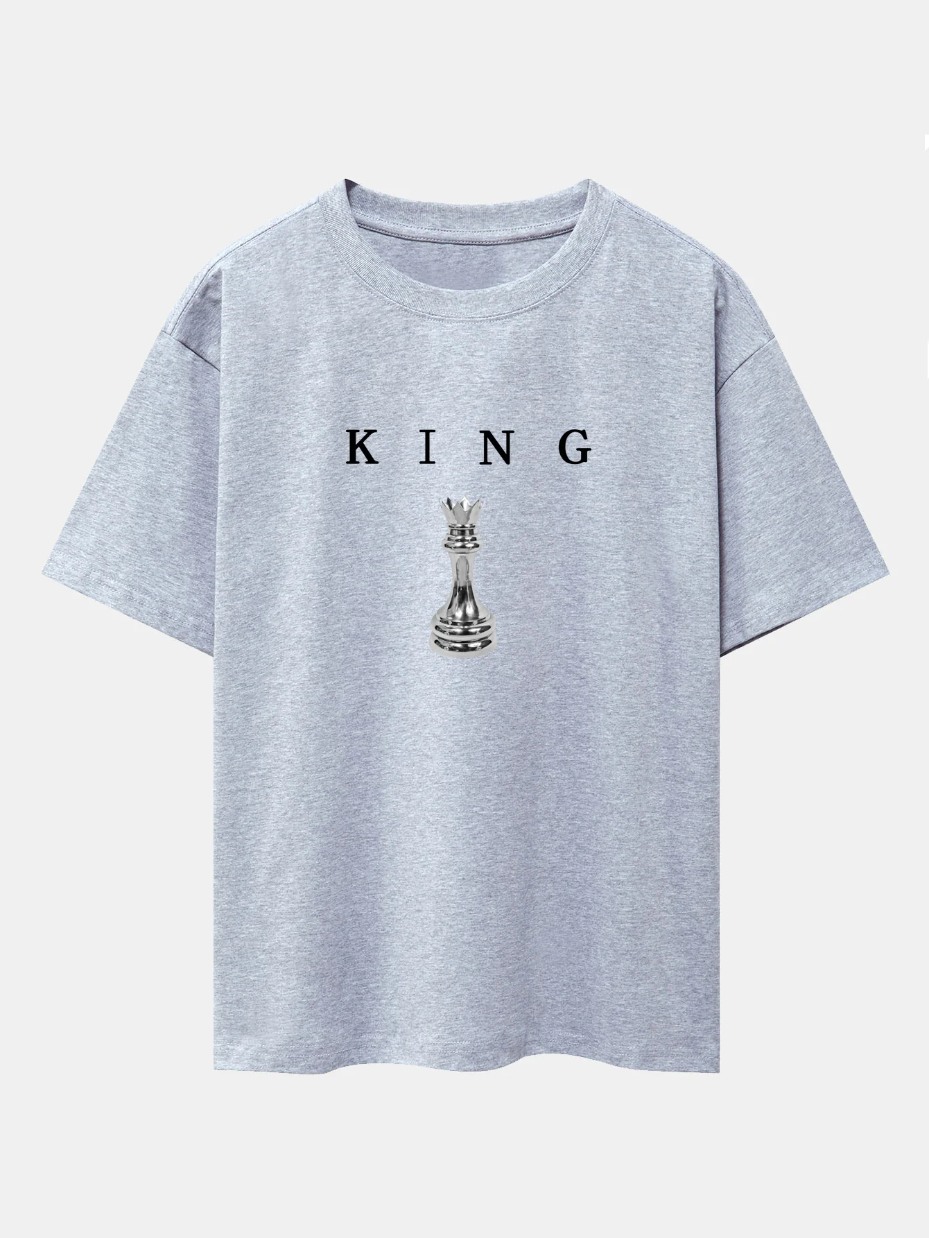 King Chess Print Oversize T-Shirt mit überschnittenen Schultern - Image 5