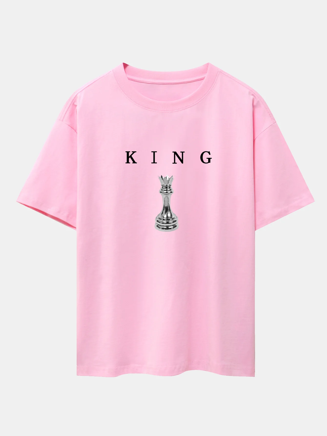 King Chess Print Oversize T-Shirt mit überschnittenen Schultern - Image 6