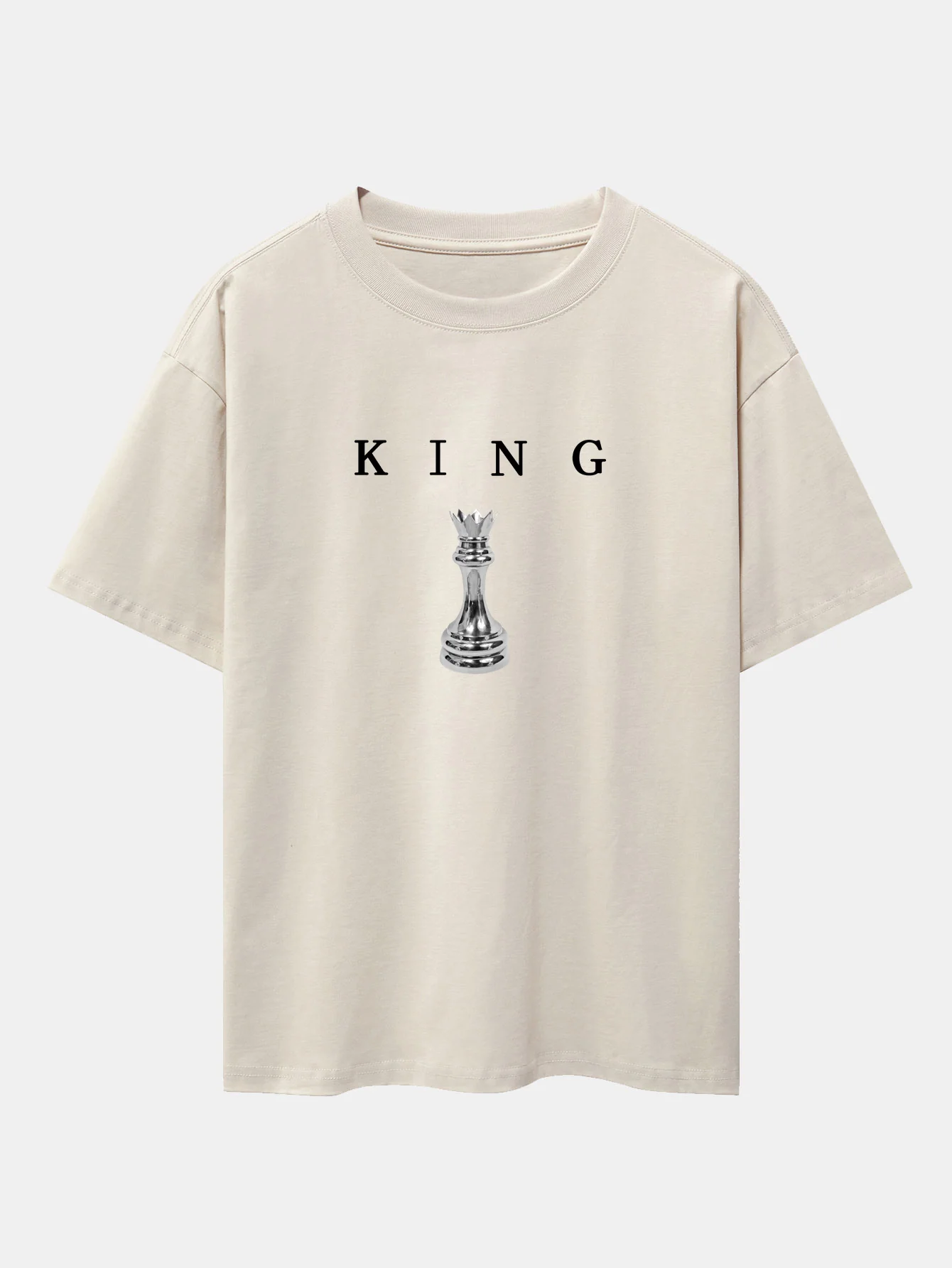 King Chess Print Oversize T-Shirt mit überschnittenen Schultern - Image 7