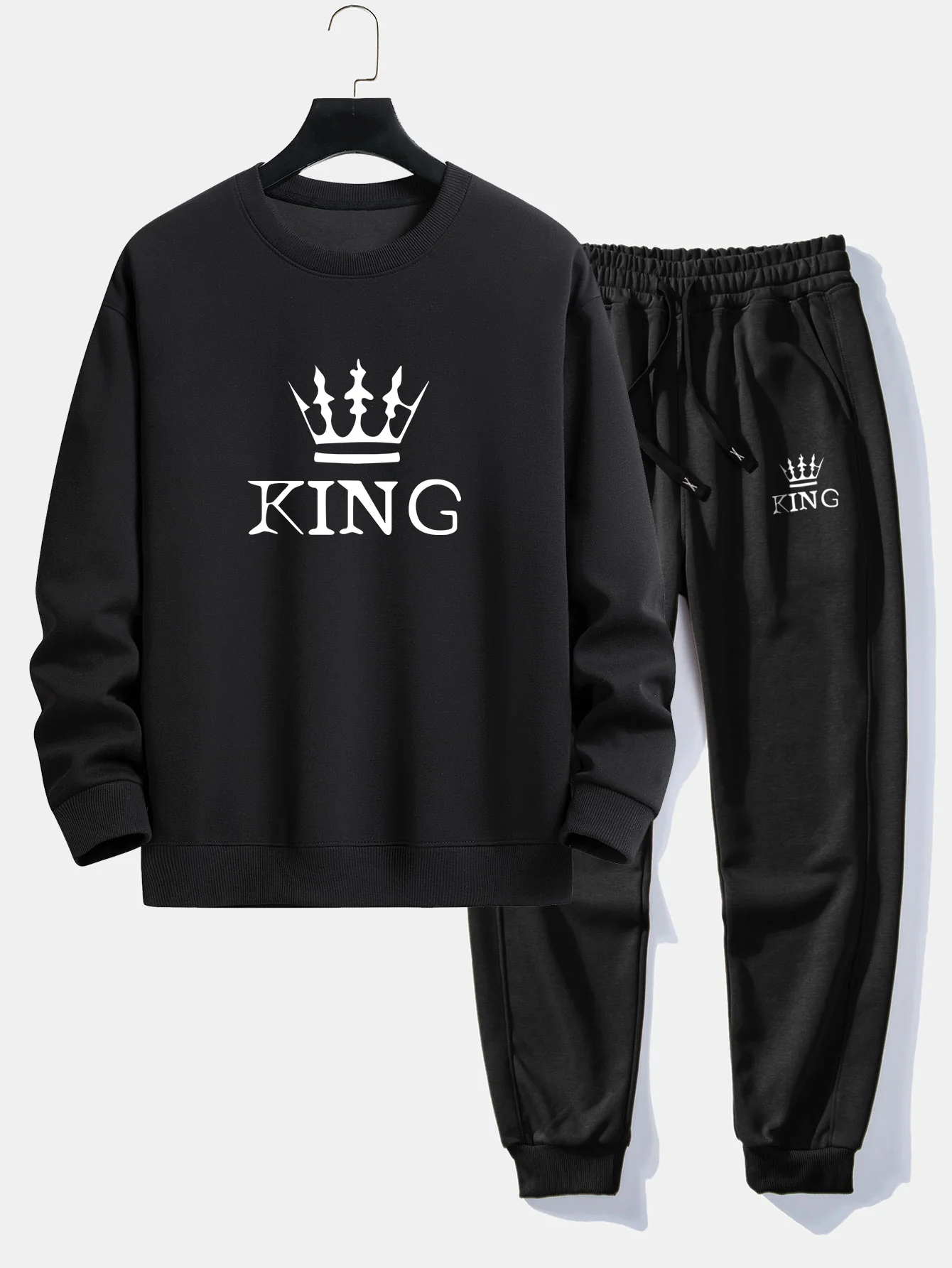 King Crown Print Relaxed Fit Rundhals Sweatshirt & Jogginghose - Image 2