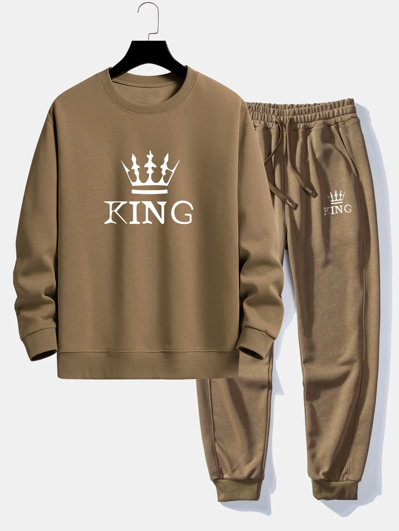 King Crown Print Relaxed Fit Rundhals Sweatshirt & Jogginghose - Image 3