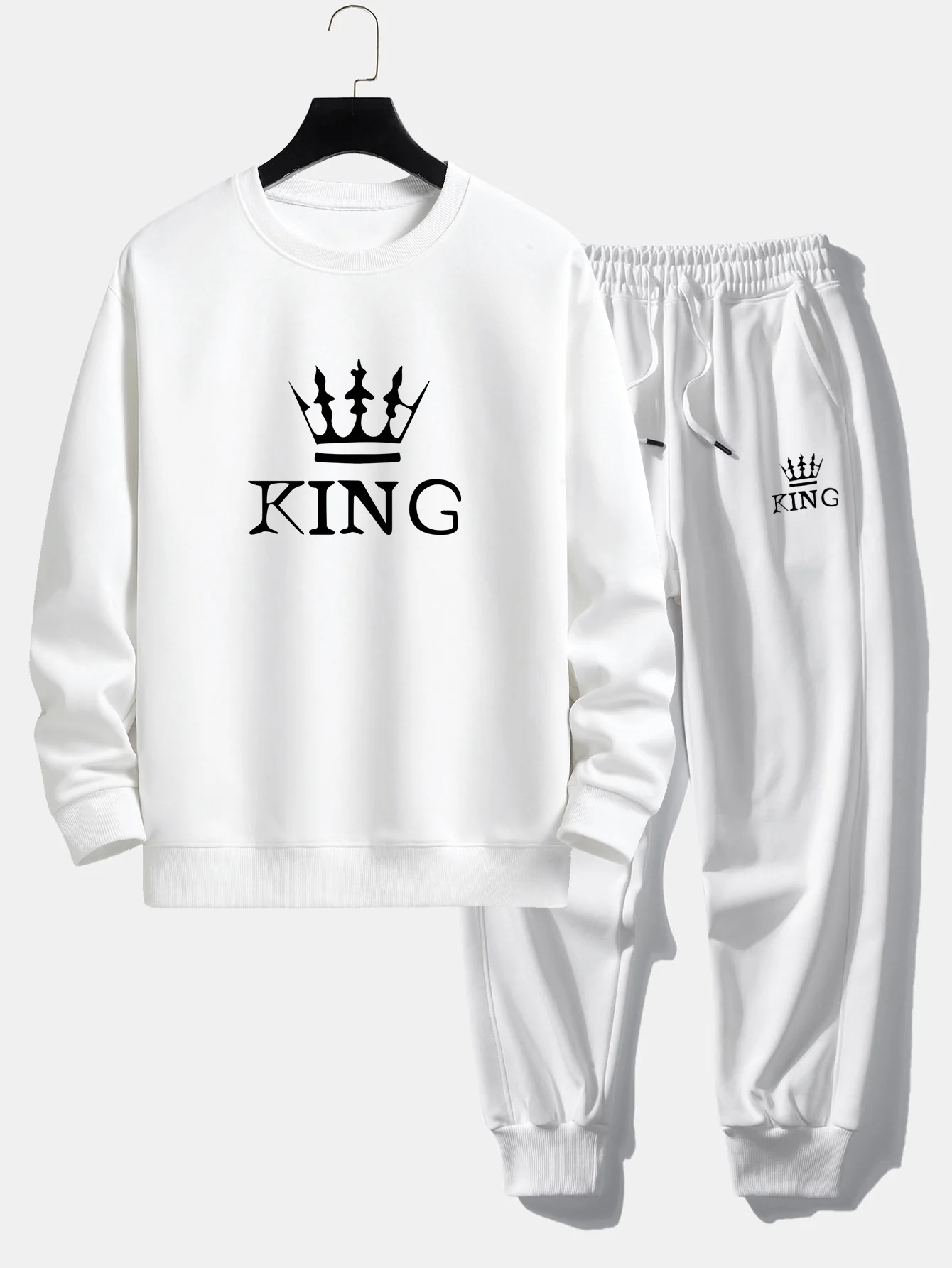 King Crown Print Relaxed Fit Rundhals Sweatshirt & Jogginghose - Image 4