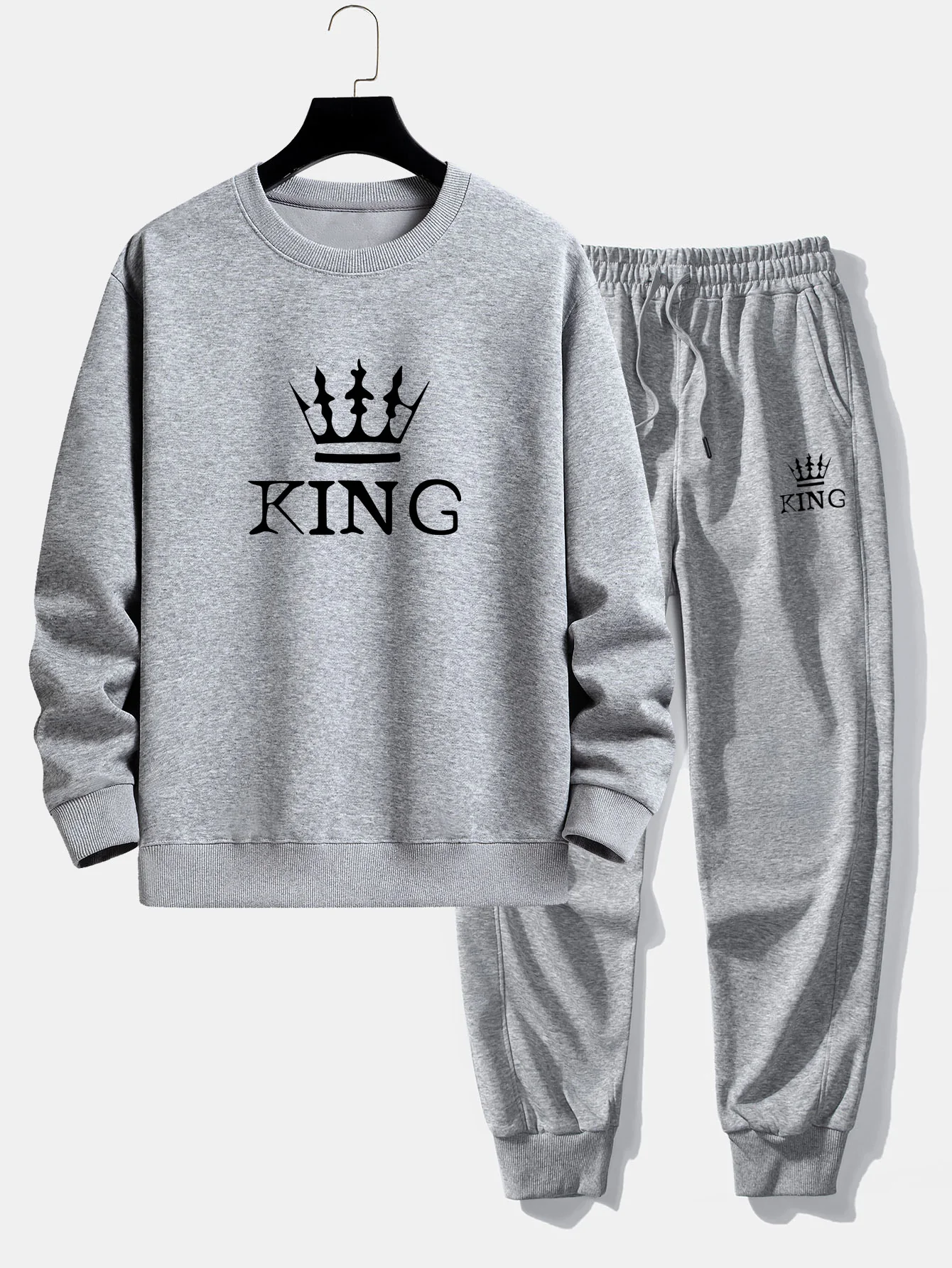 King Crown Print Relaxed Fit Rundhals Sweatshirt & Jogginghose - Image 5