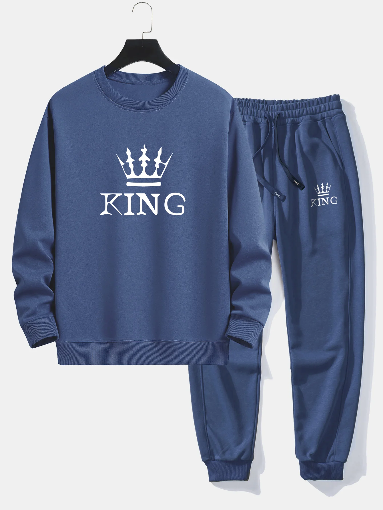 King Crown Print Relaxed Fit Rundhals Sweatshirt & Jogginghose - Image 6
