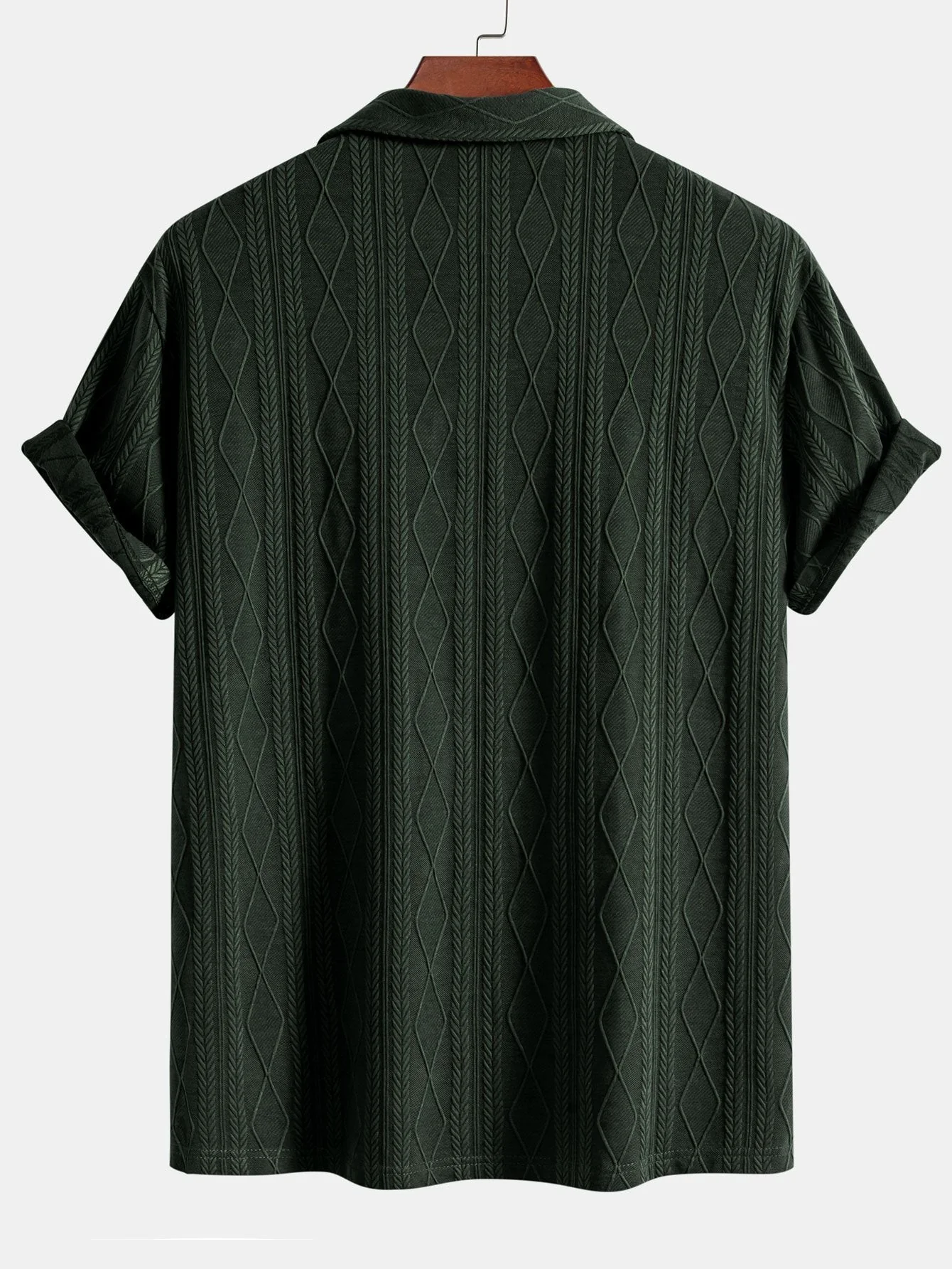 Gestricktes geometrisches Rhombus-Jacquard-Hemd & gerade Leinenhose - Image 6