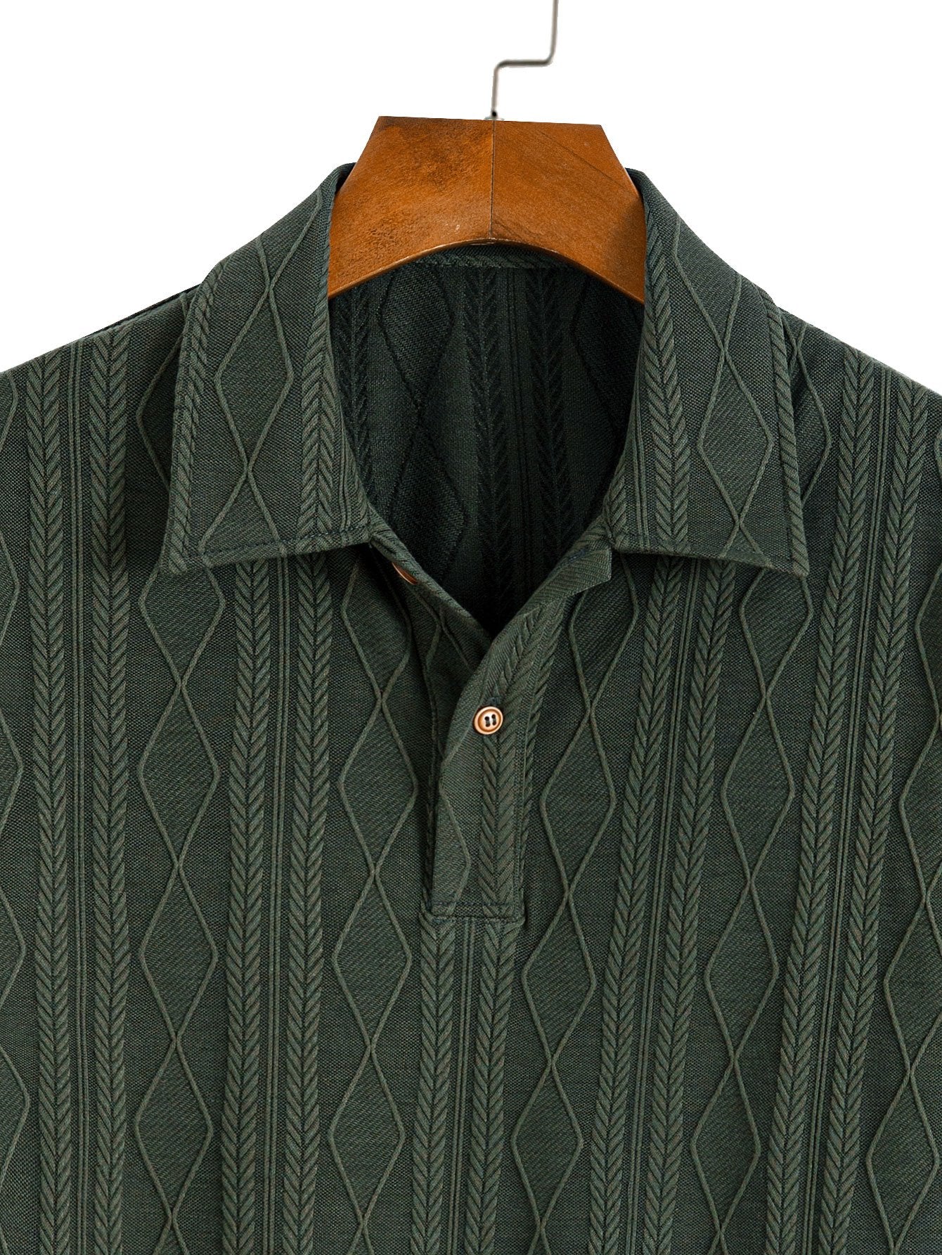 Gestricktes geometrisches Rhombus-Jacquard-Polo & gerade geschnittene Ripp-Hosen - Image 14