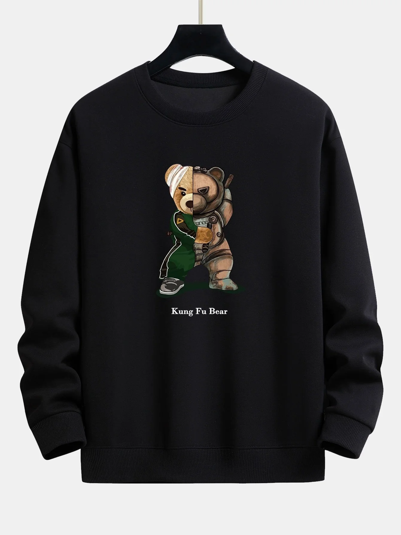 Kung Fu Bär Druck Relaxed Fit Sweatshirt - Image 2